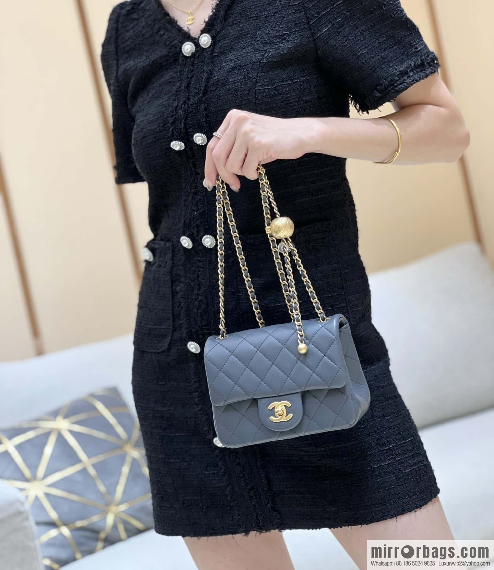 CHANEL 23K new color, pure original small gold ball, classic cf mini AS1786