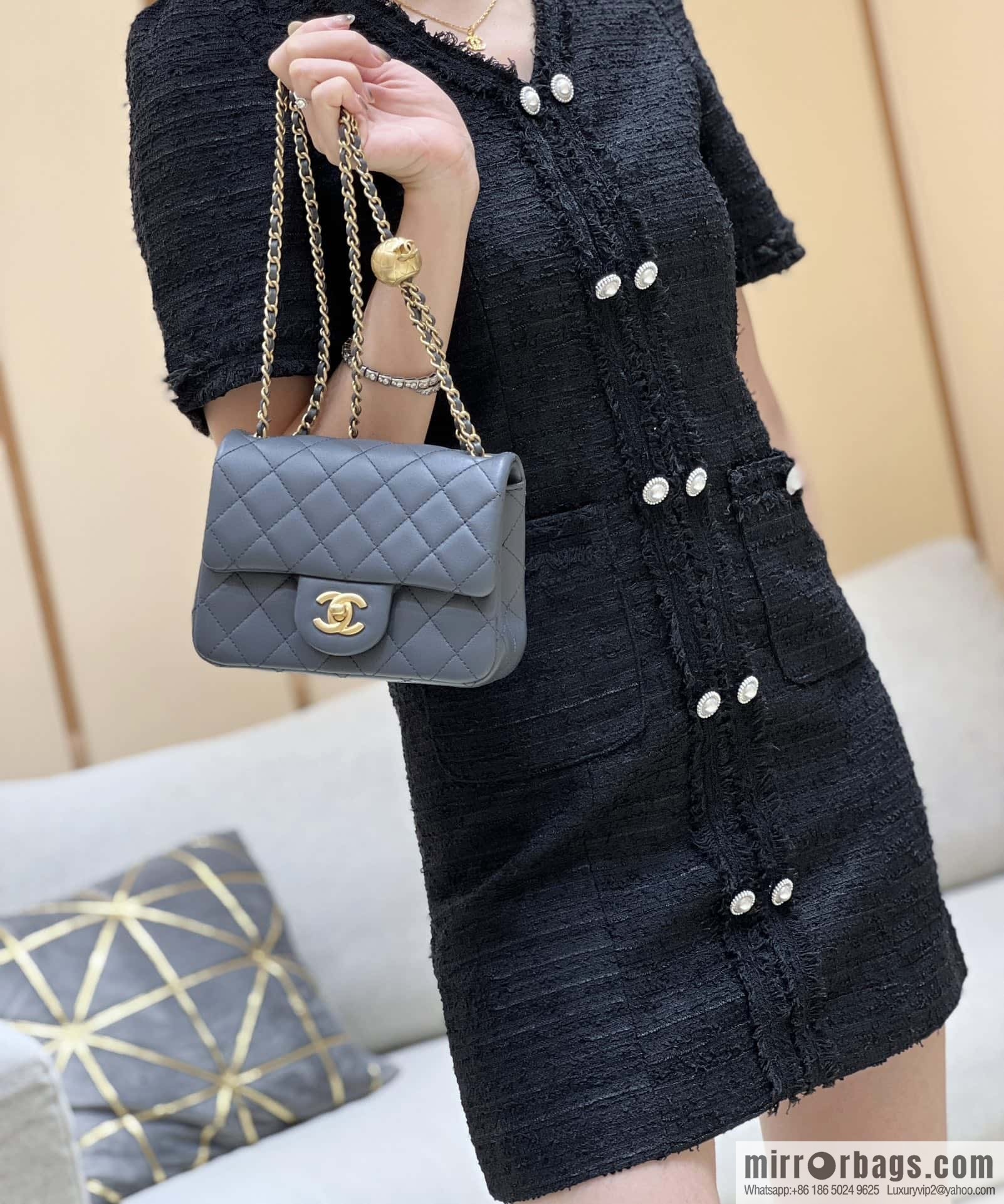 CHANEL 23K new color, pure original small gold ball, classic cf mini AS1786