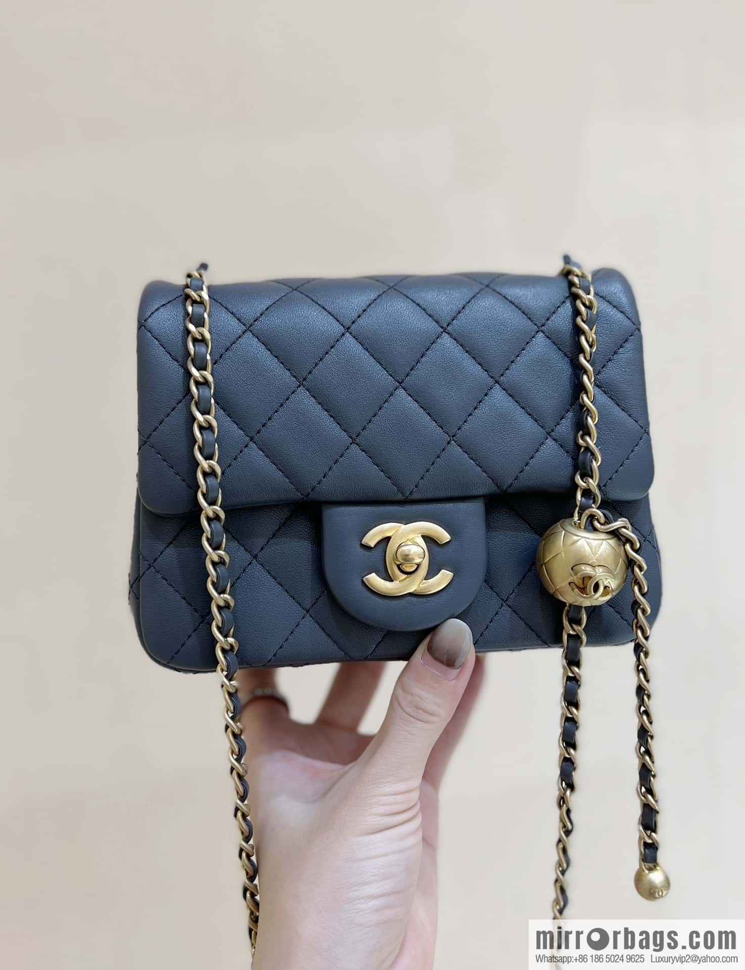 CHANEL 23K new color, pure original small gold ball, classic cf mini AS1786