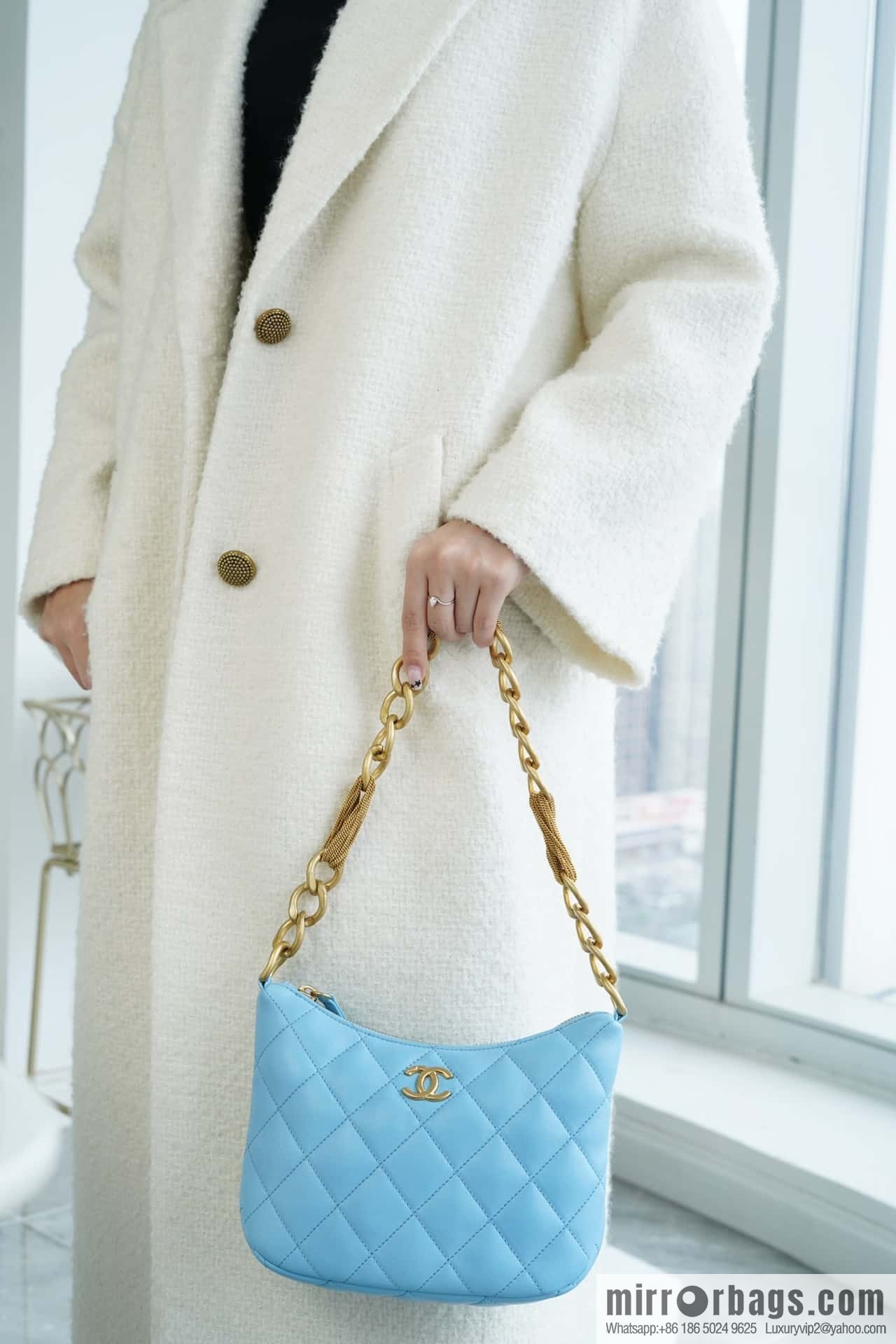 CHANEL 23A Handicraft Workshop HOBO Underarm Bag AS4220 Light Blue