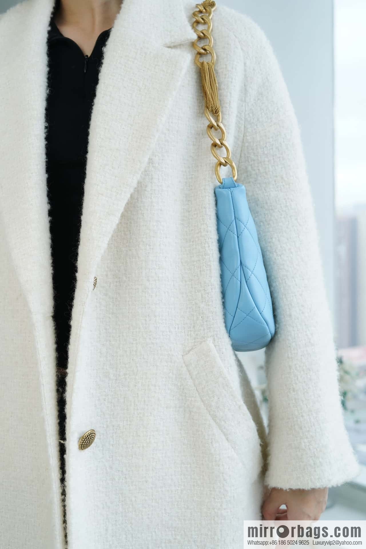 CHANEL 23A Handicraft Workshop HOBO Underarm Bag AS4220 Light Blue