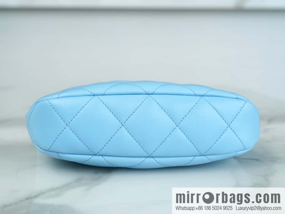 CHANEL 23A Handicraft Workshop HOBO Underarm Bag AS4220 Light Blue