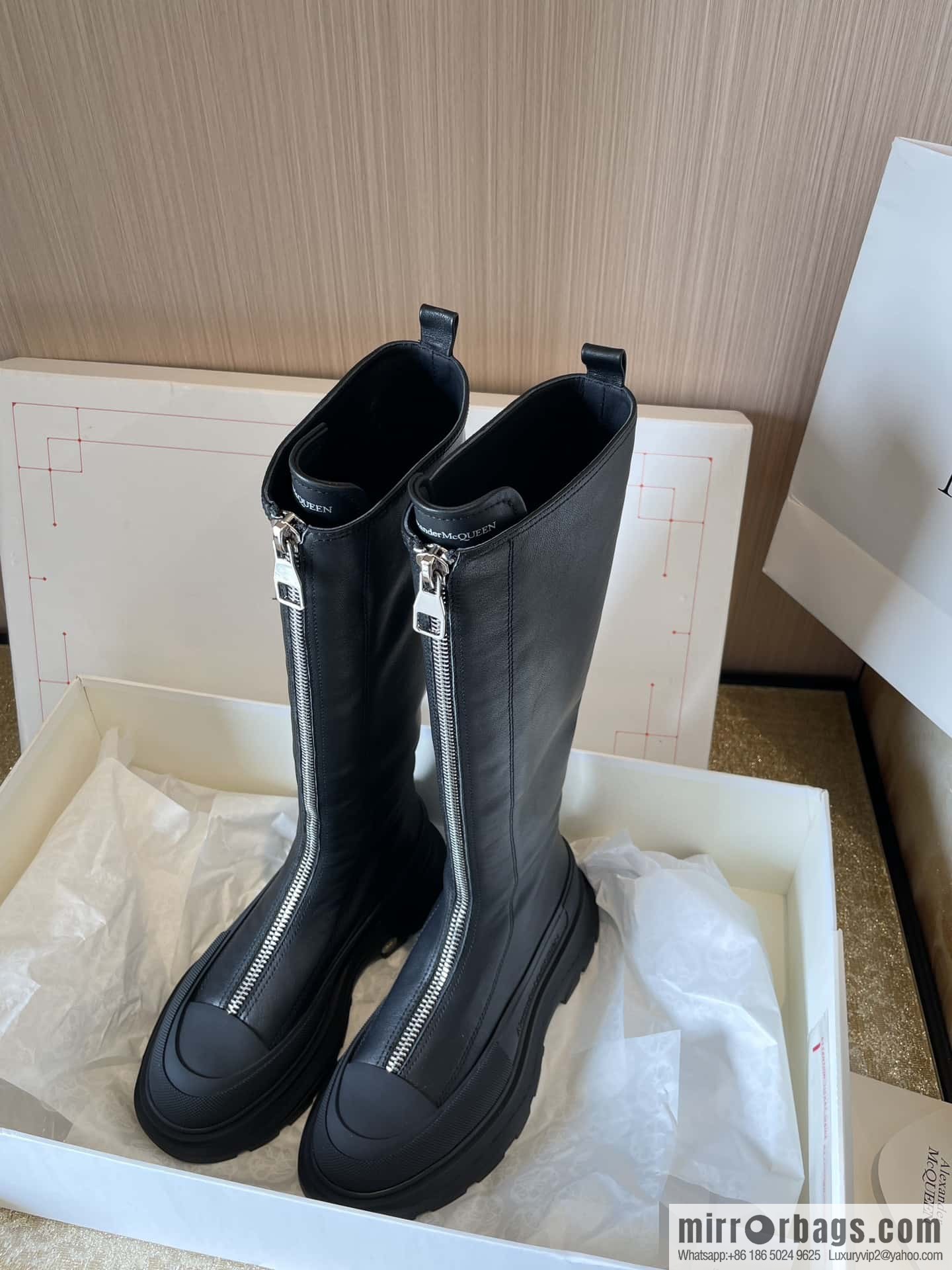 Alexander McQueen Front Zip Platform Knight Boots