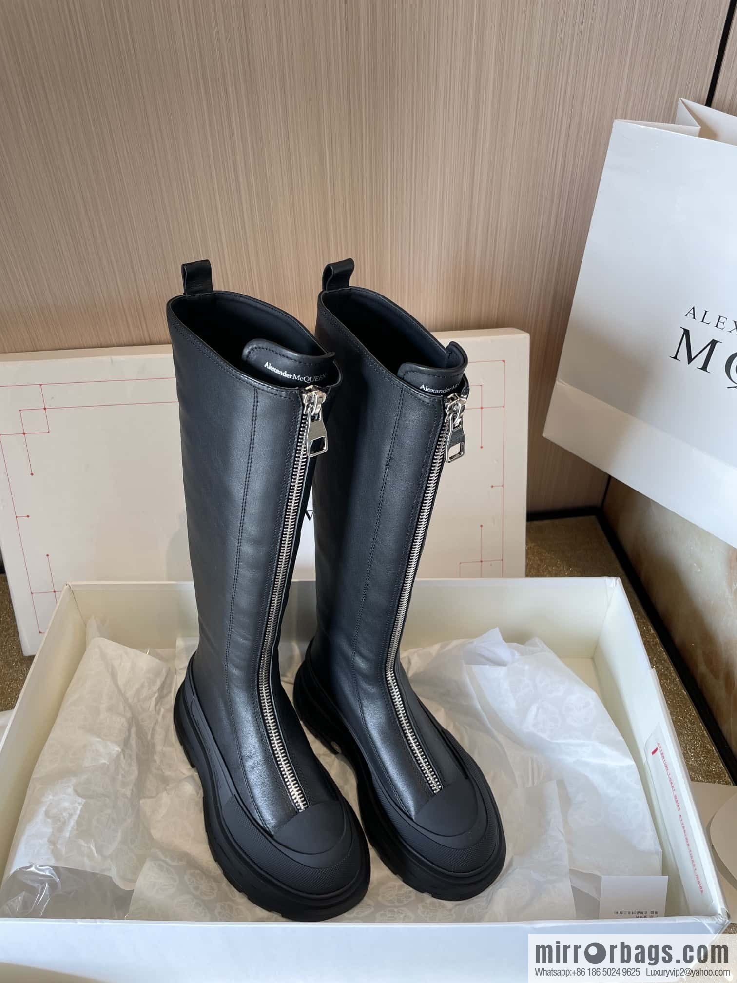Alexander McQueen Front Zip Platform Knight Boots