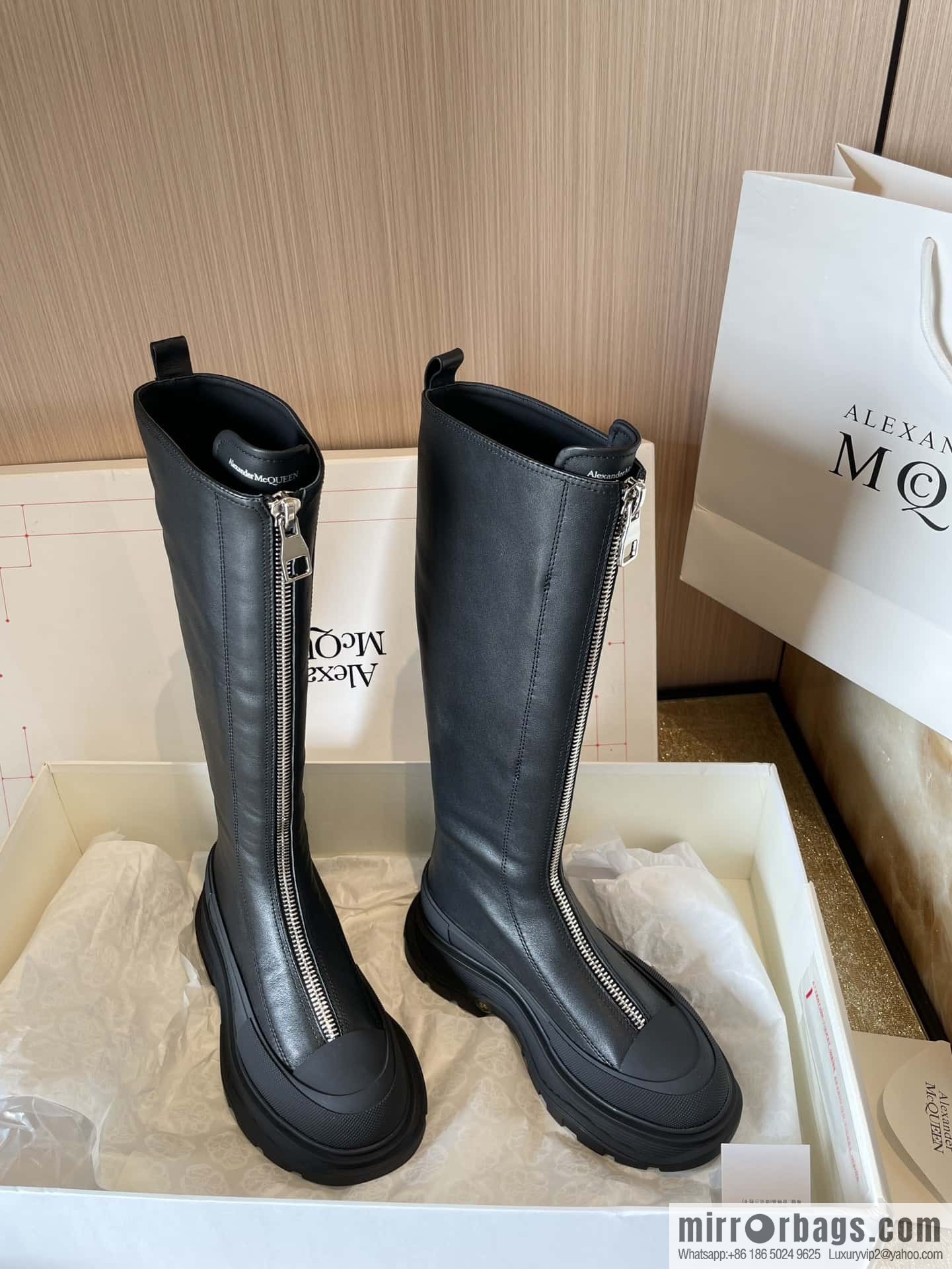 Alexander McQueen Front Zip Platform Knight Boots