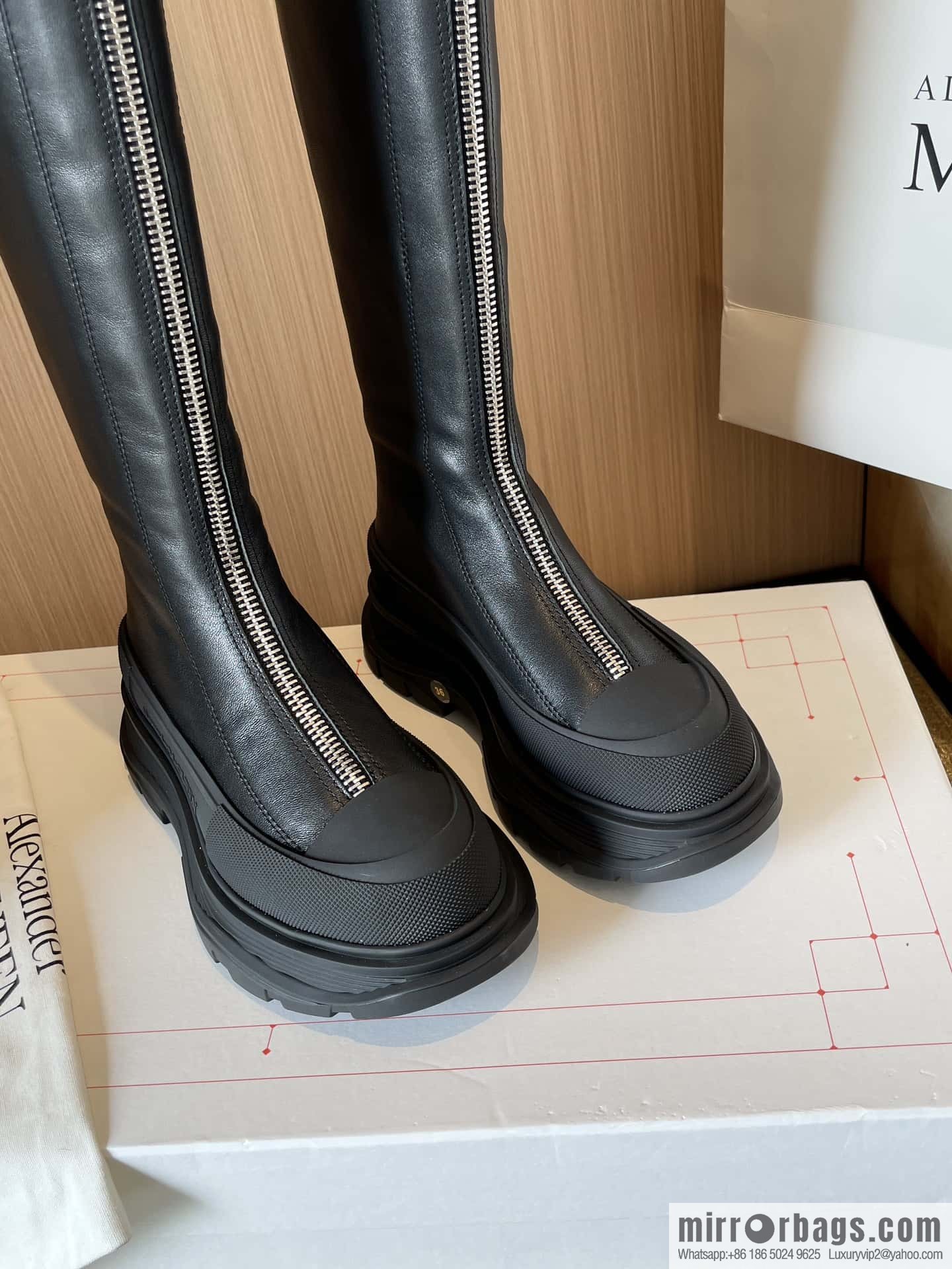Alexander McQueen Front Zip Platform Knight Boots