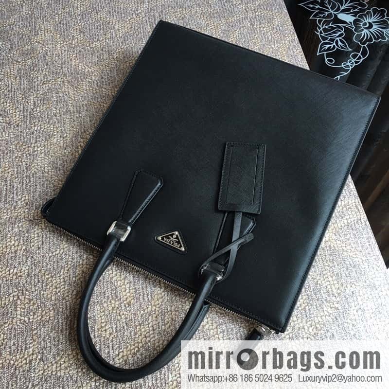 PRADA imported cross pattern leather tote bag 1079 black handheld