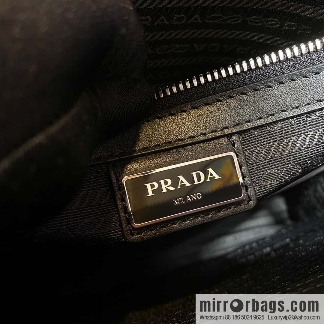 PRADA imported cross pattern leather tote bag 1079 black handheld