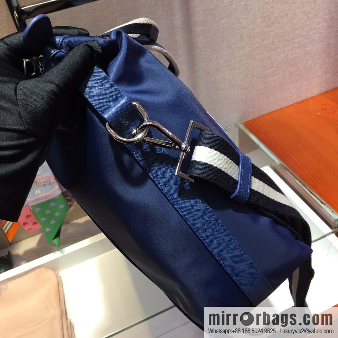PRADA imported parachute fabric + imported leather tote bag 2096 blue