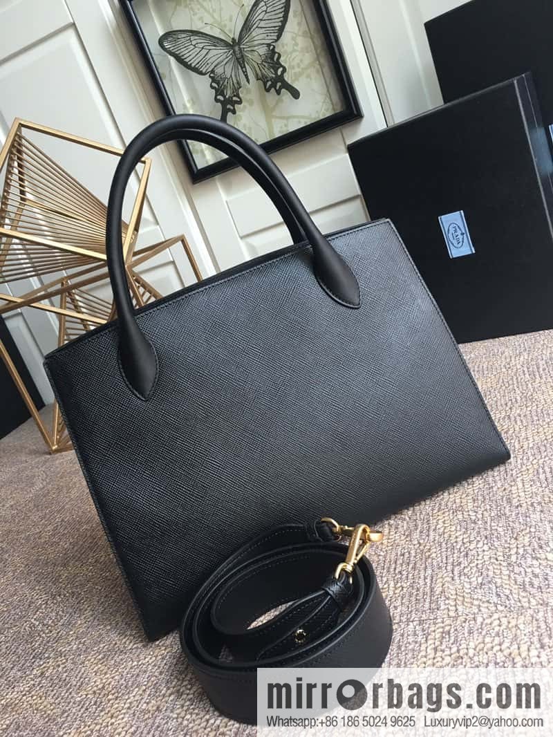 PRADA imported thick cross leather + imported calfskin tote bag 1BA155 black