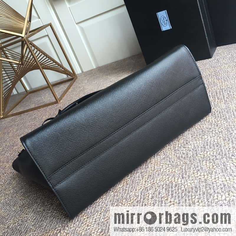 PRADA imported thick cross leather + imported calfskin tote bag 1BA155 black