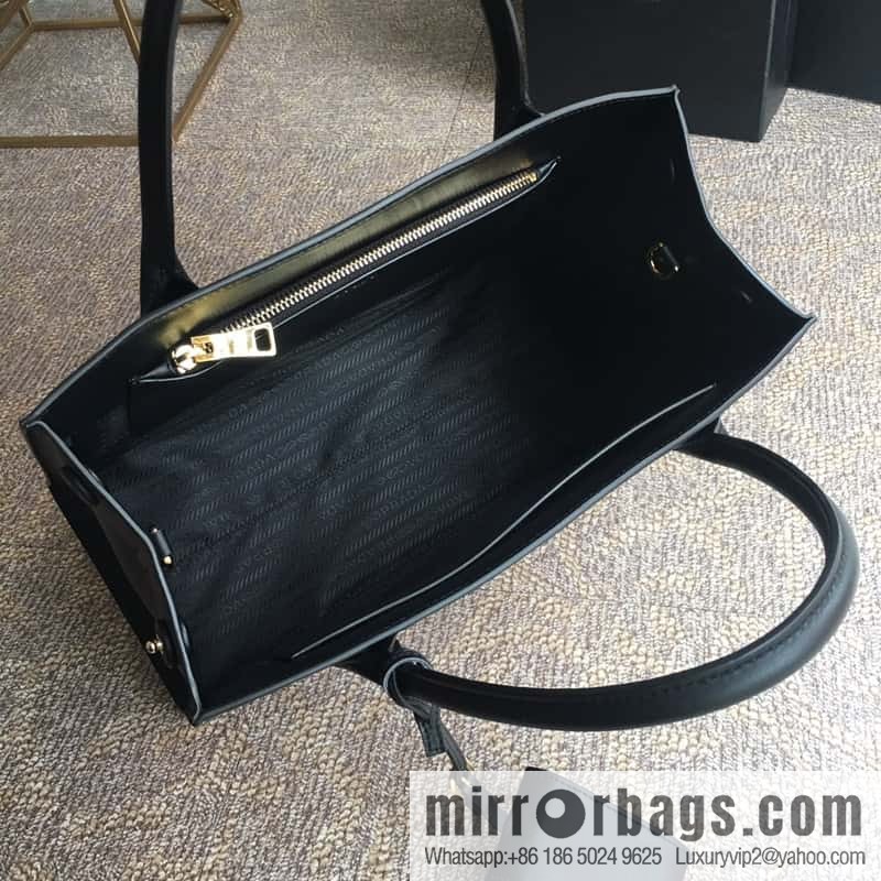 PRADA imported thick cross leather + imported calfskin tote bag 1BA155 black