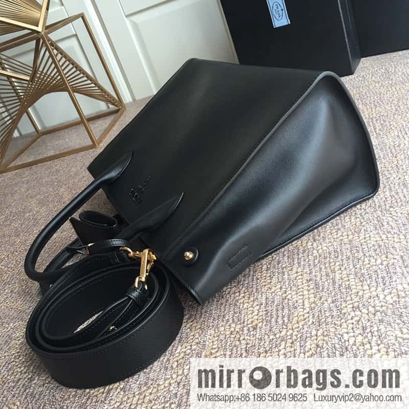 PRADA imported thick cross leather + imported calfskin tote bag 1BA155 black