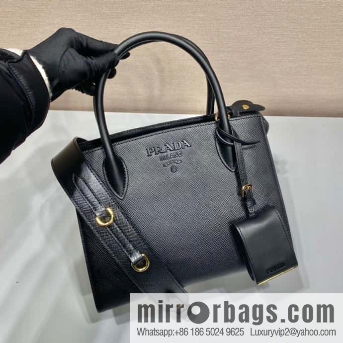 PRADA imported thick cross leather + imported calfskin tote bag 1BA156 black