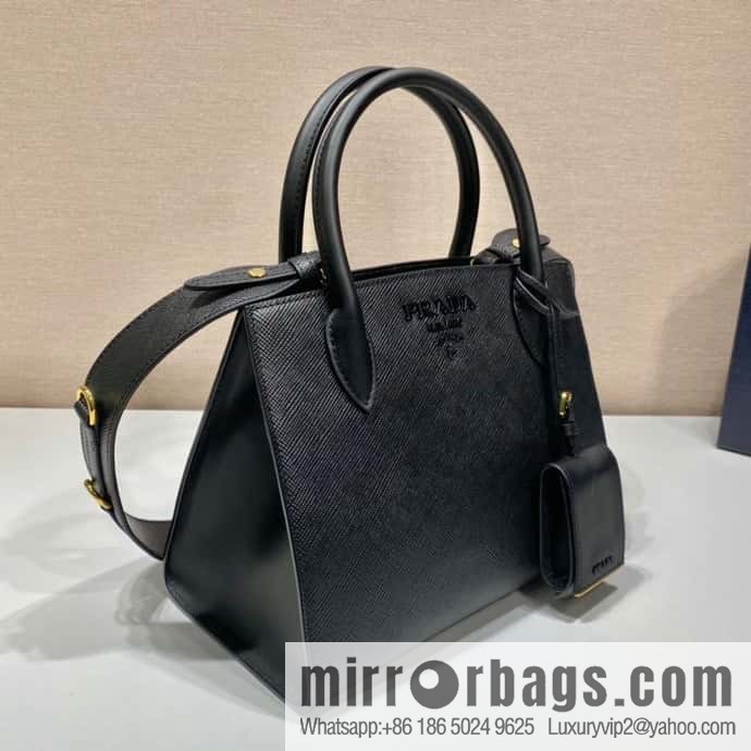 PRADA imported thick cross leather + imported calfskin tote bag 1BA156 black