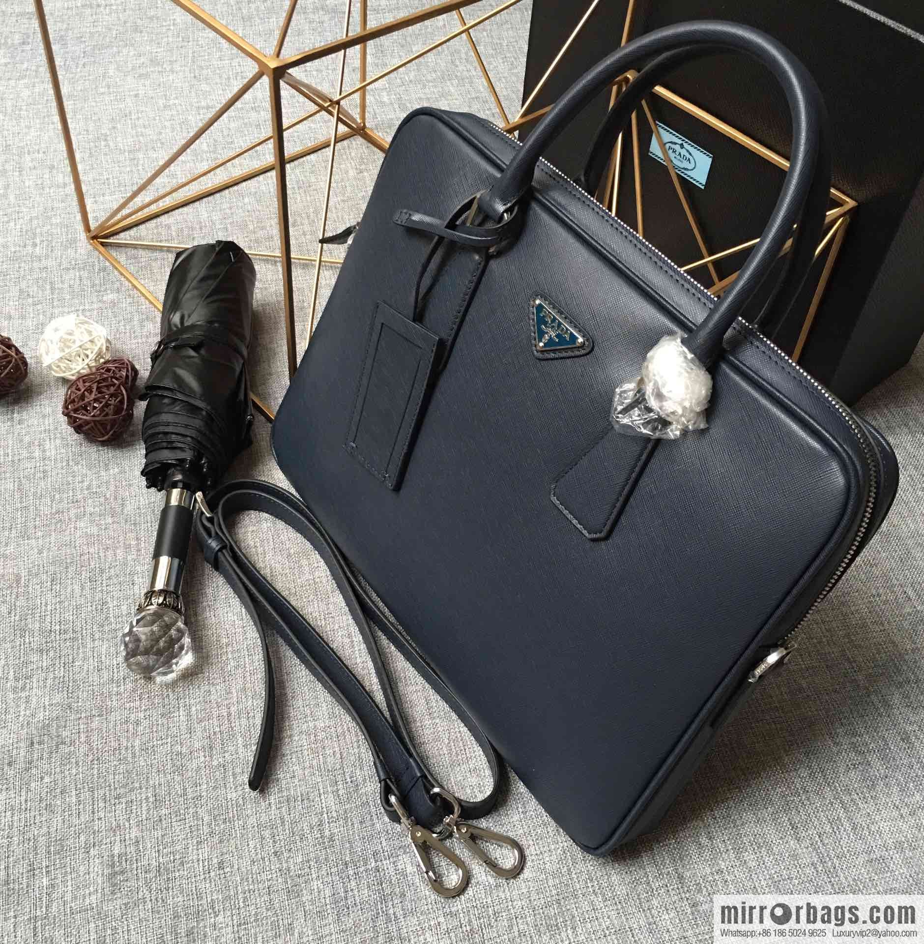 PRADA slim briefcase 0368 dark blue