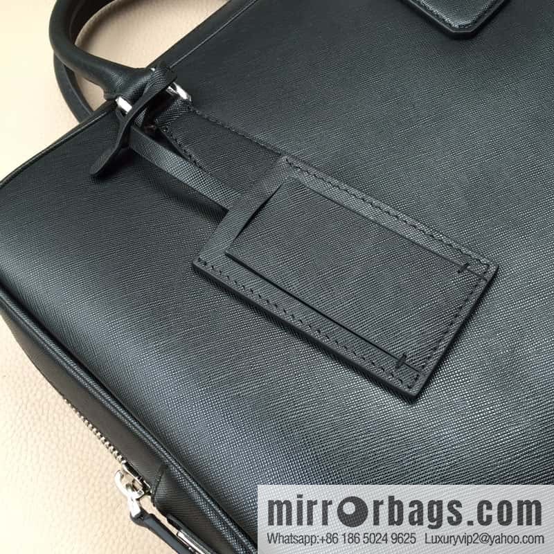 PRADA imported cross pattern leather briefcase 2VE0305 black