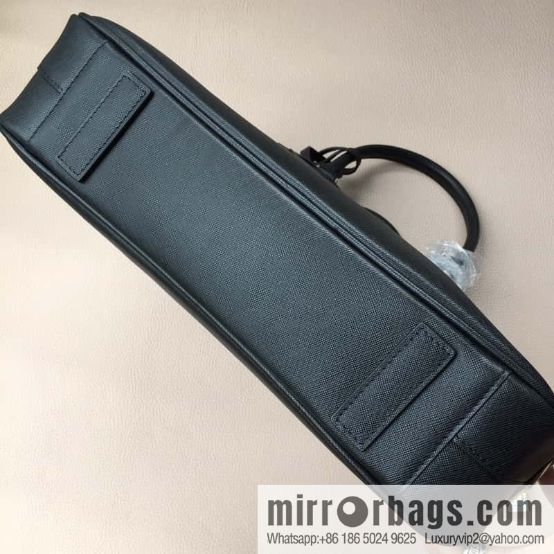 PRADA imported cross pattern leather briefcase 2VE0305 black