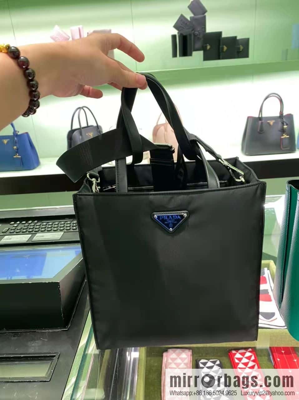 PRADA imported lined nylon fabric, new tote bag 1BG426