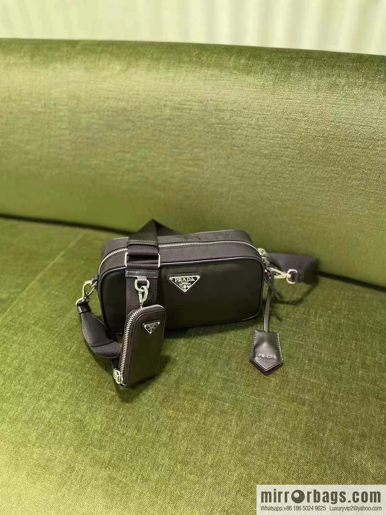 PRADA imported nylon fabric, new small messenger bag 1BH197A