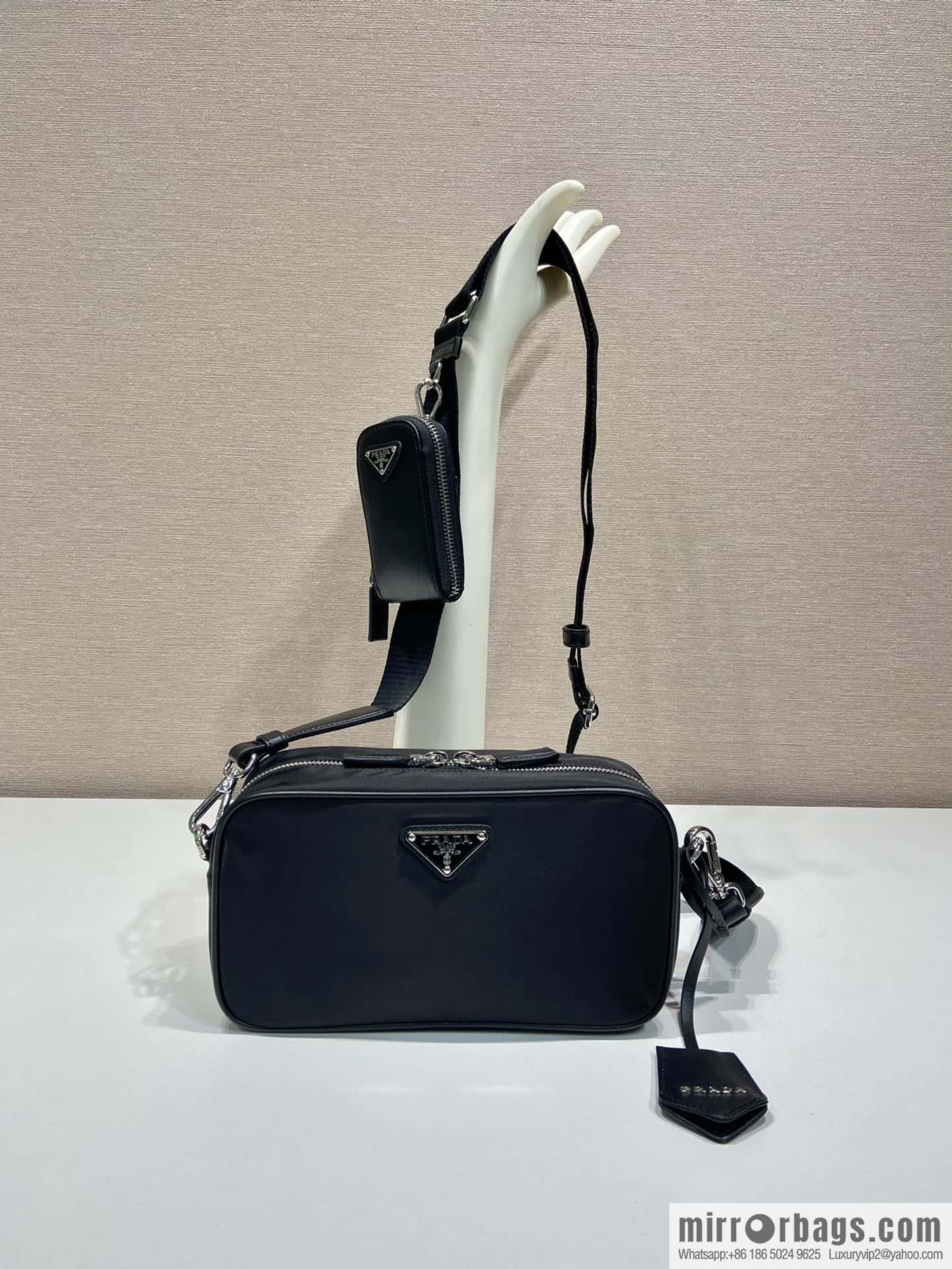 PRADA imported nylon fabric, new small messenger bag 1BH197A