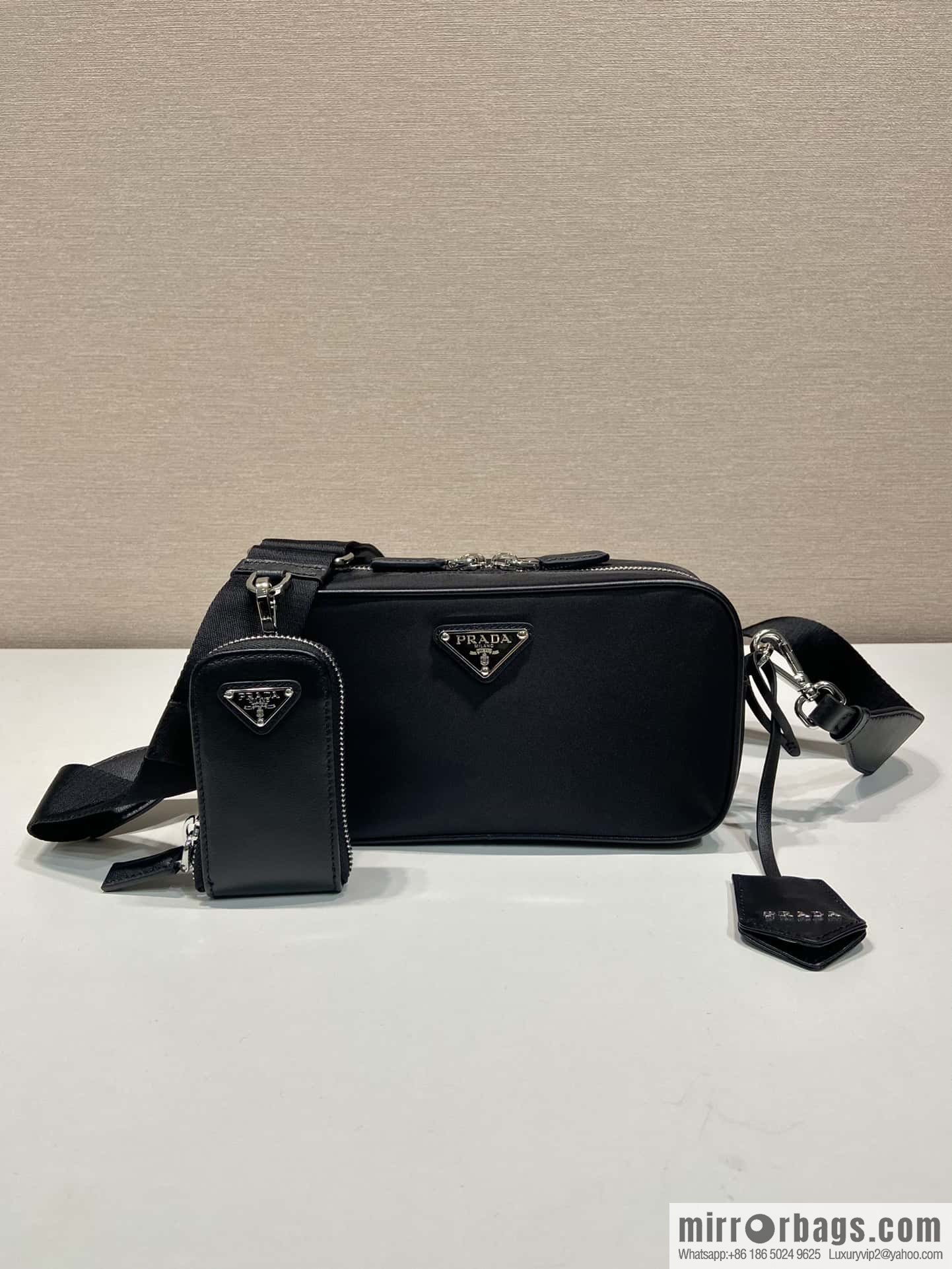 PRADA imported nylon fabric, new small messenger bag 1BH197A