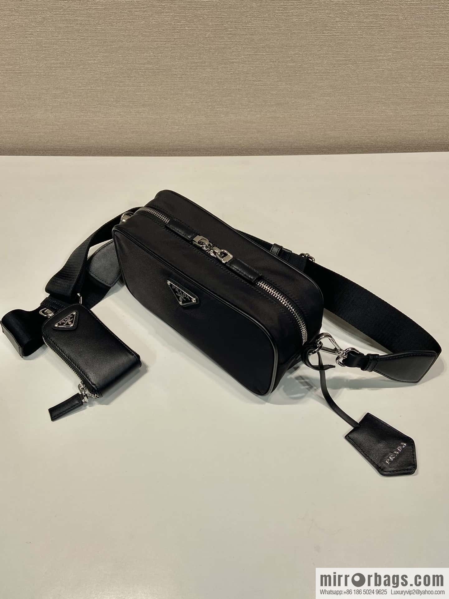 PRADA imported nylon fabric, new small messenger bag 1BH197A