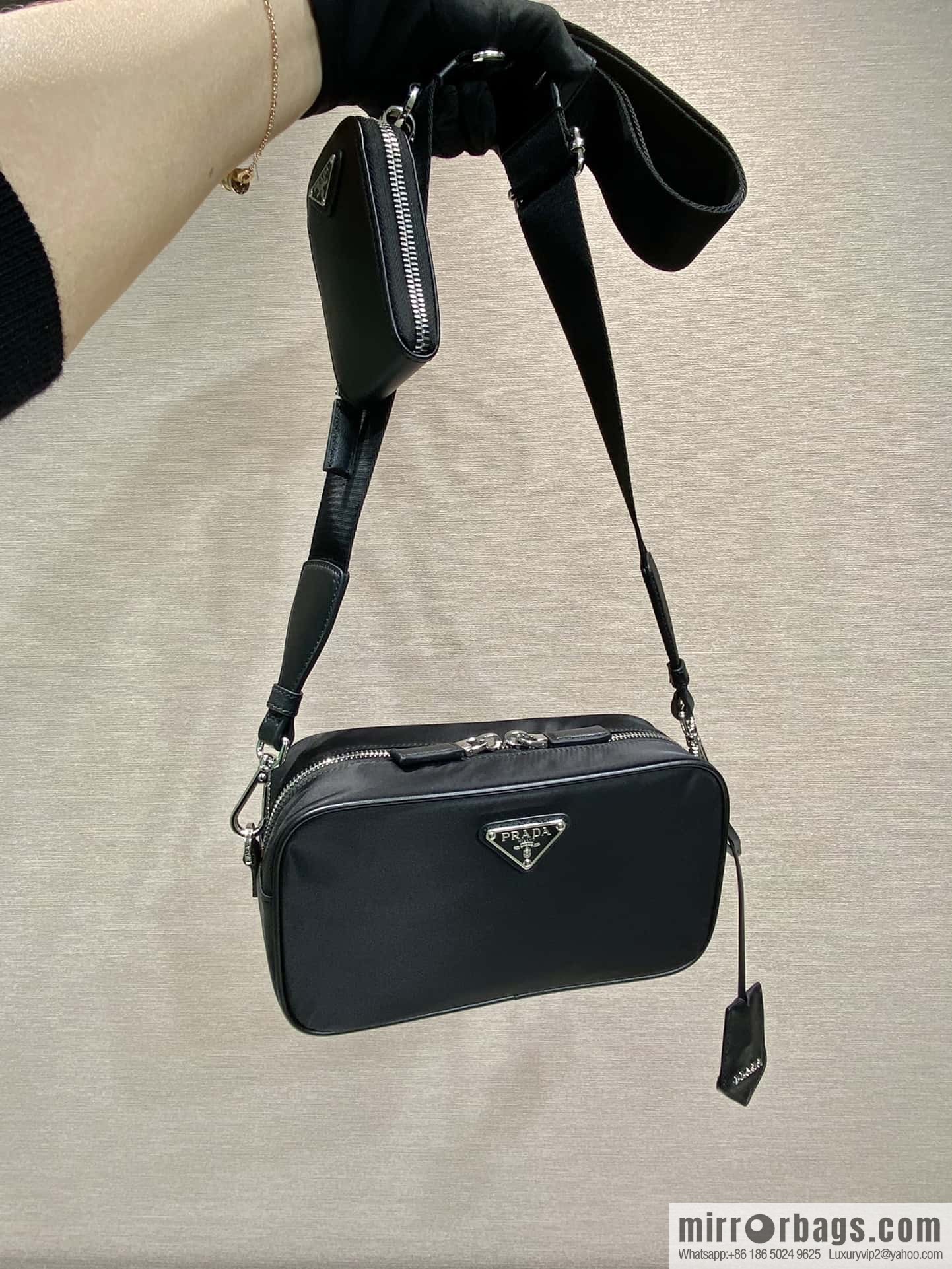 PRADA imported nylon fabric, new small messenger bag 1BH197A