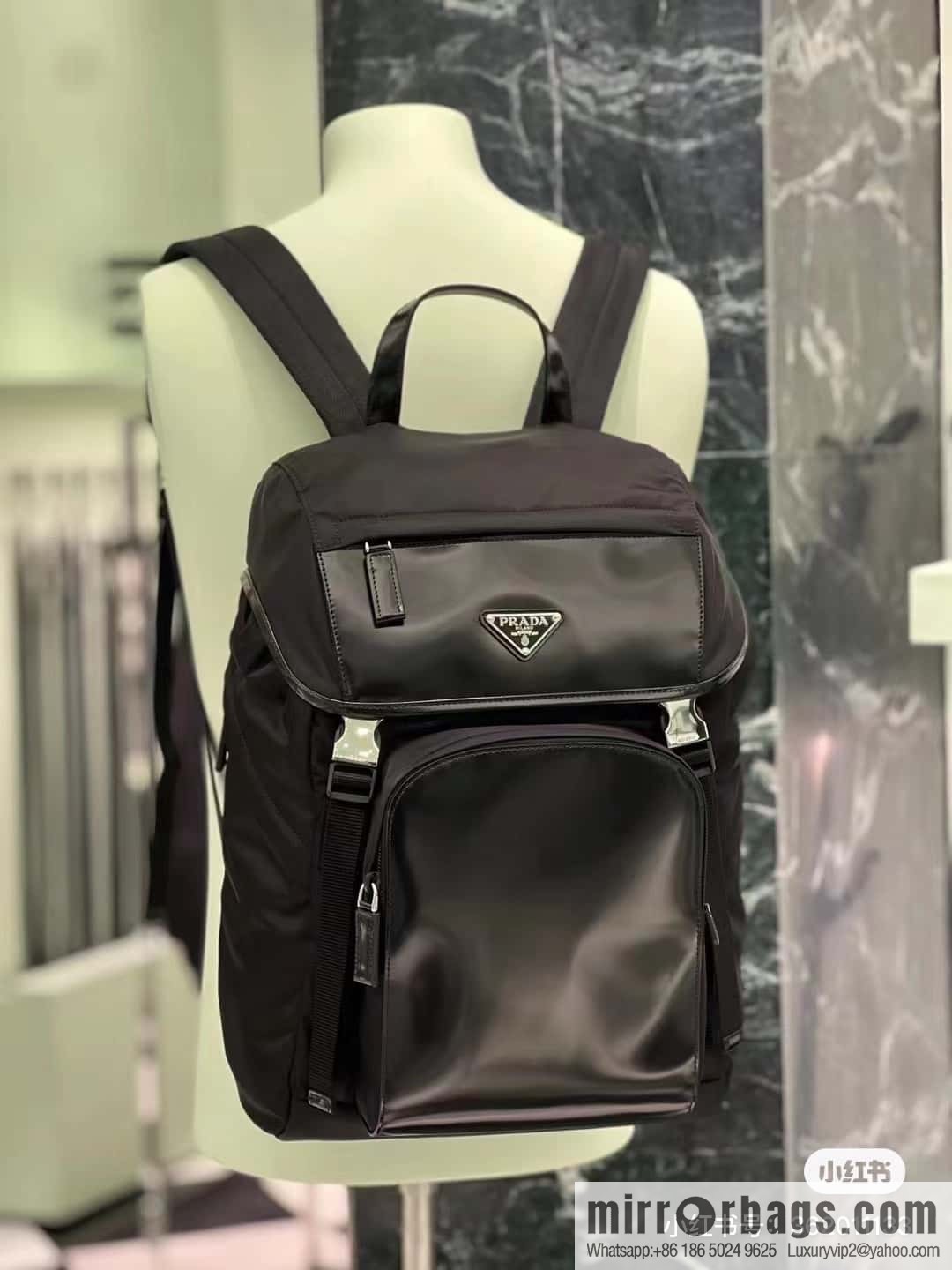 PRADA glossy/nylon fabric, new backpack 2VZ135