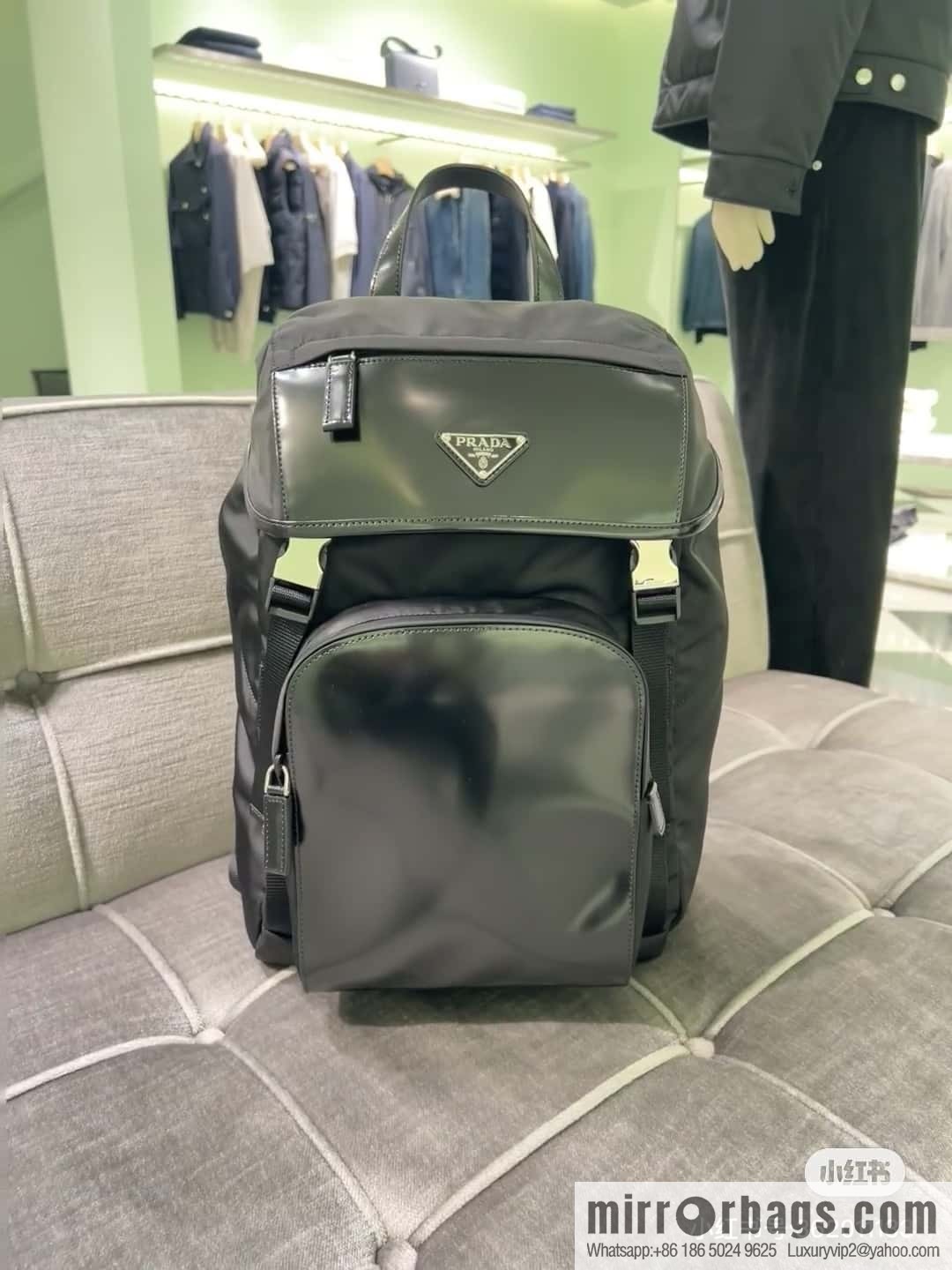 PRADA glossy/nylon fabric, new backpack 2VZ135
