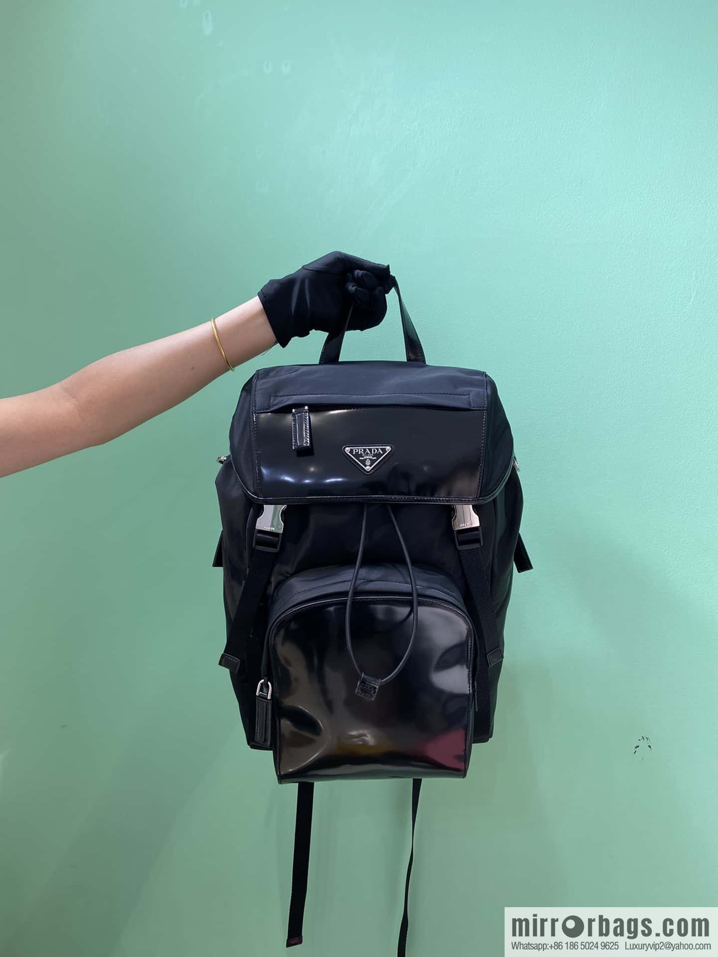 PRADA glossy/nylon fabric, new backpack 2VZ135