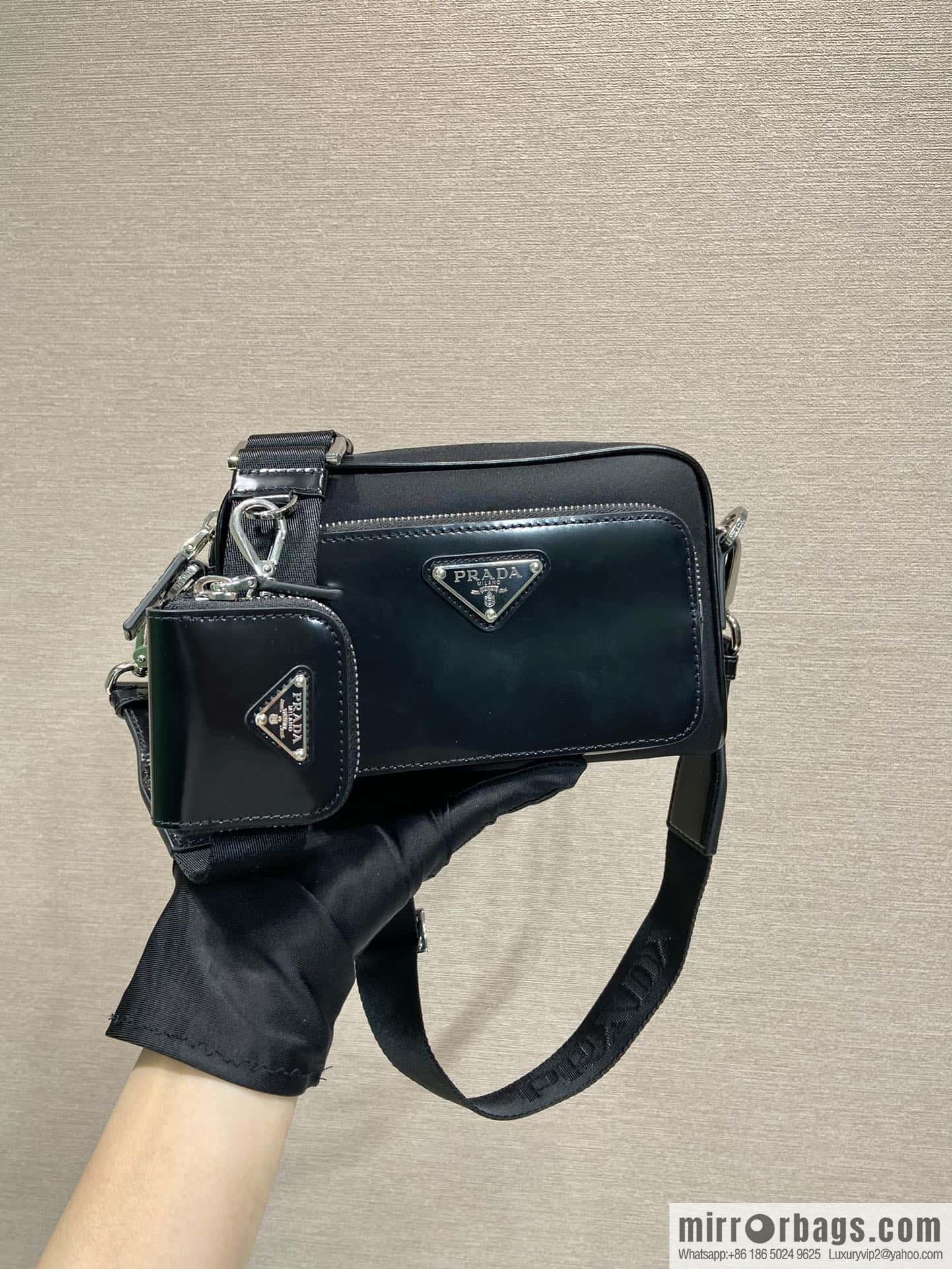 PRADA Re-Nylon with glossy leather (fabric) crossbody bag 2VH172