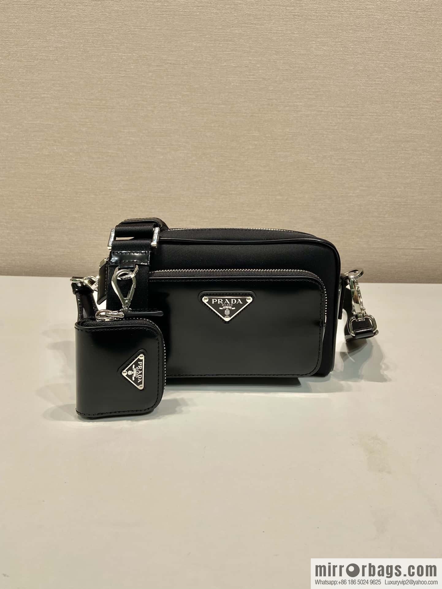 PRADA Re-Nylon with glossy leather (fabric) crossbody bag 2VH172