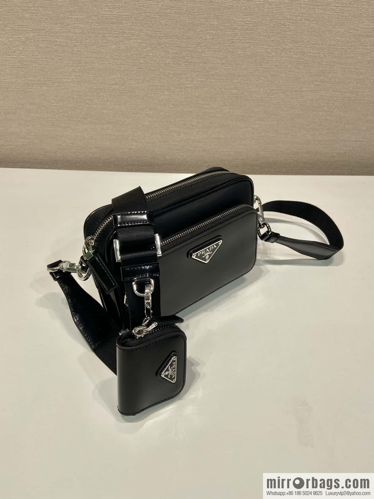 PRADA Re-Nylon with glossy leather (fabric) crossbody bag 2VH172