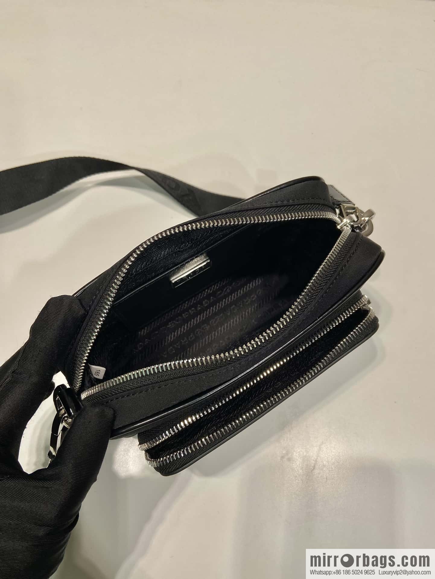 PRADA Re-Nylon with glossy leather (fabric) crossbody bag 2VH172