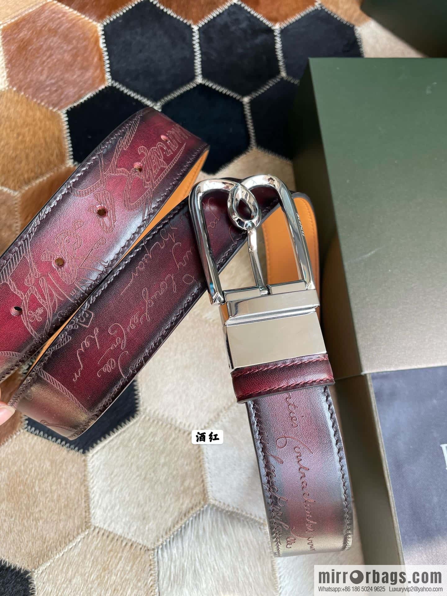 Berluti Stainless Steel Rotary Pin Metal Buckle 35mm Men's Business Belt