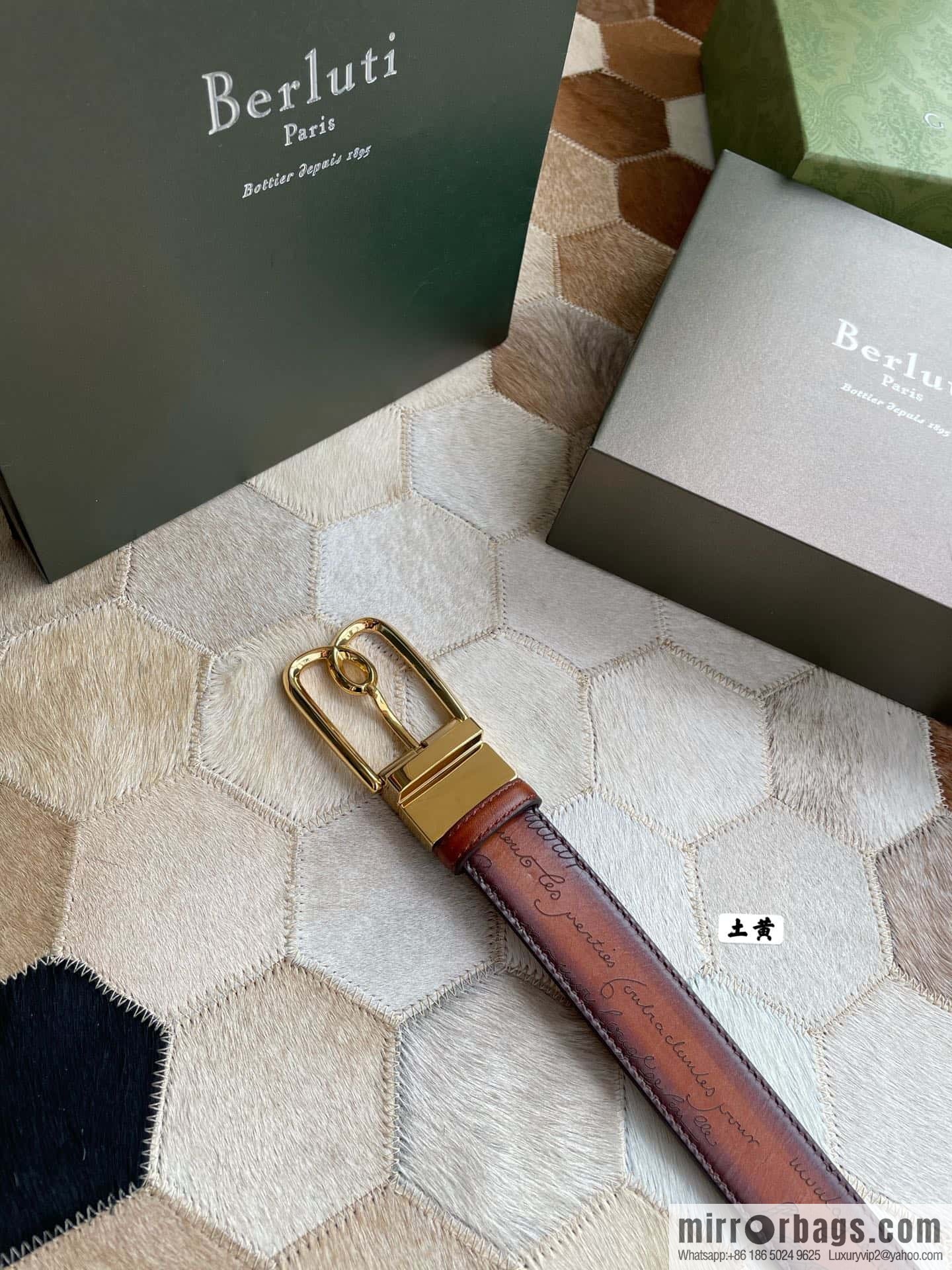 Berluti Stainless Steel Rotary Pin Metal Buckle 35mm Men's Business Belt