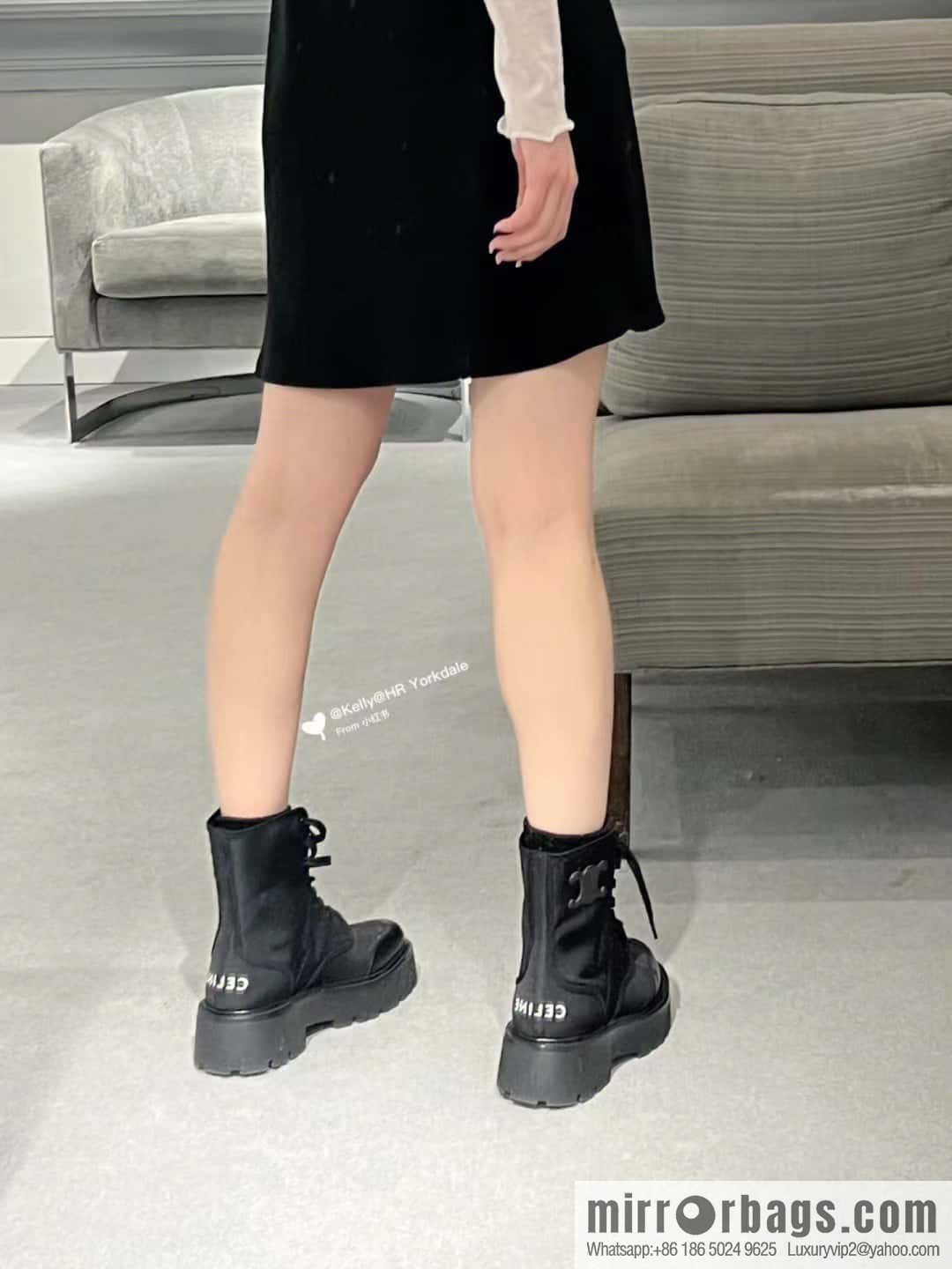 CELINE canvas platform-soled Martin booties