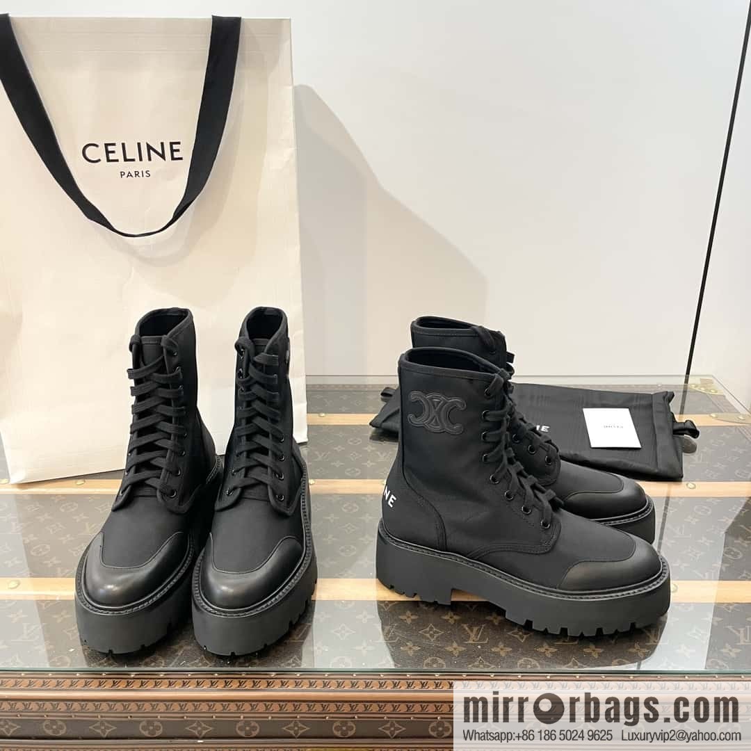 CELINE canvas platform-soled Martin booties
