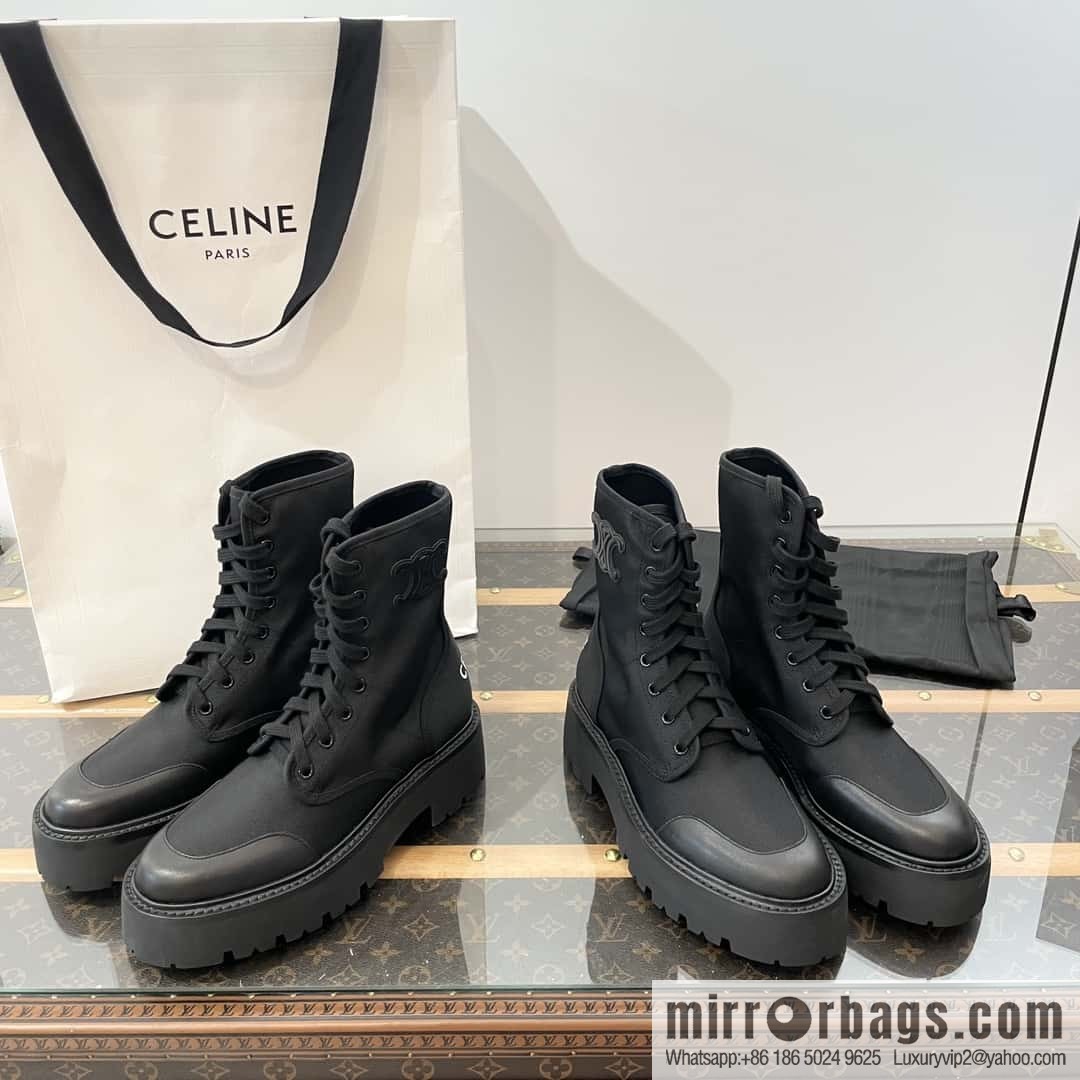 CELINE canvas platform-soled Martin booties