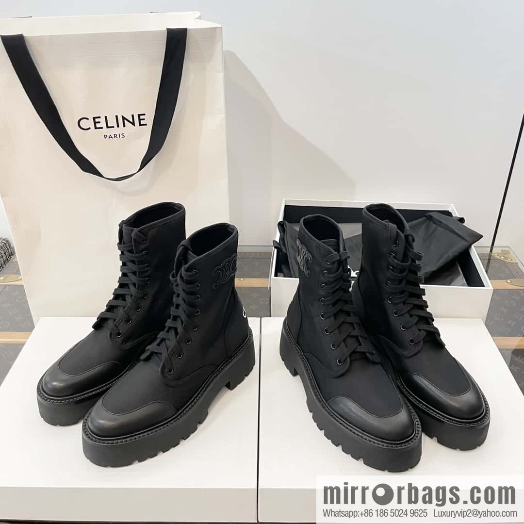 CELINE canvas platform-soled Martin booties