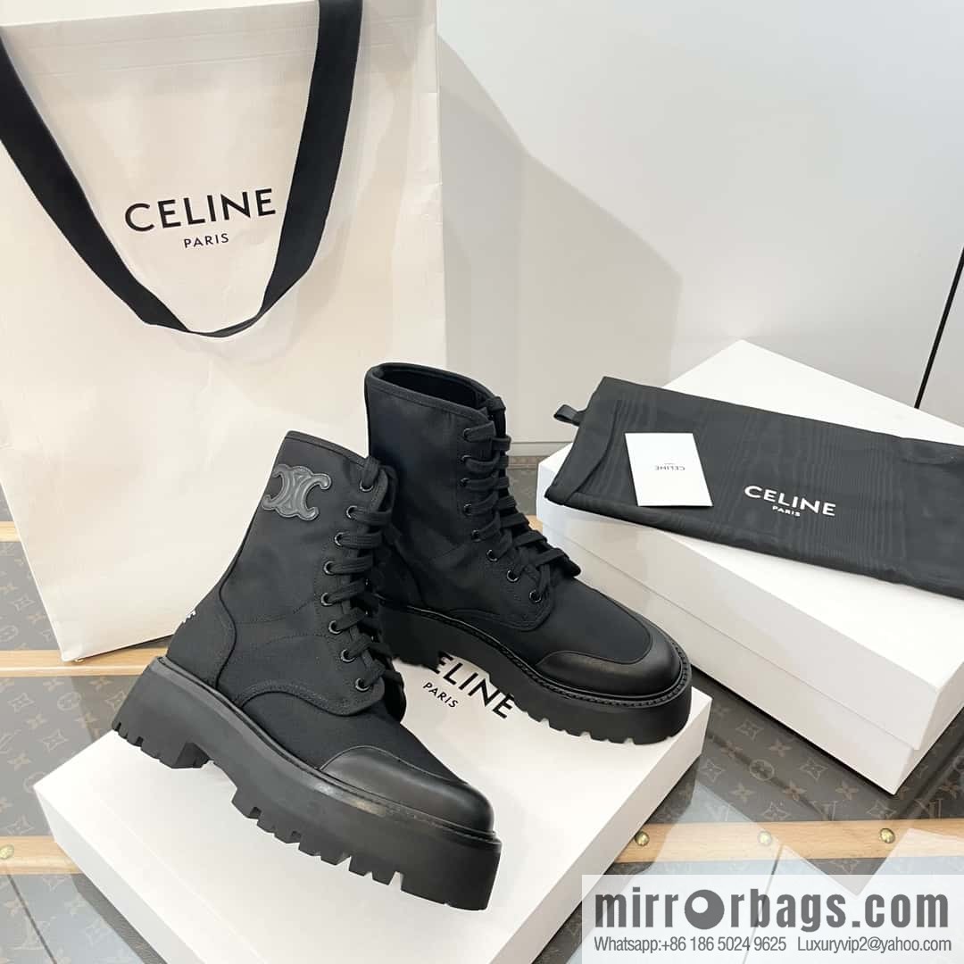 CELINE canvas platform-soled Martin booties