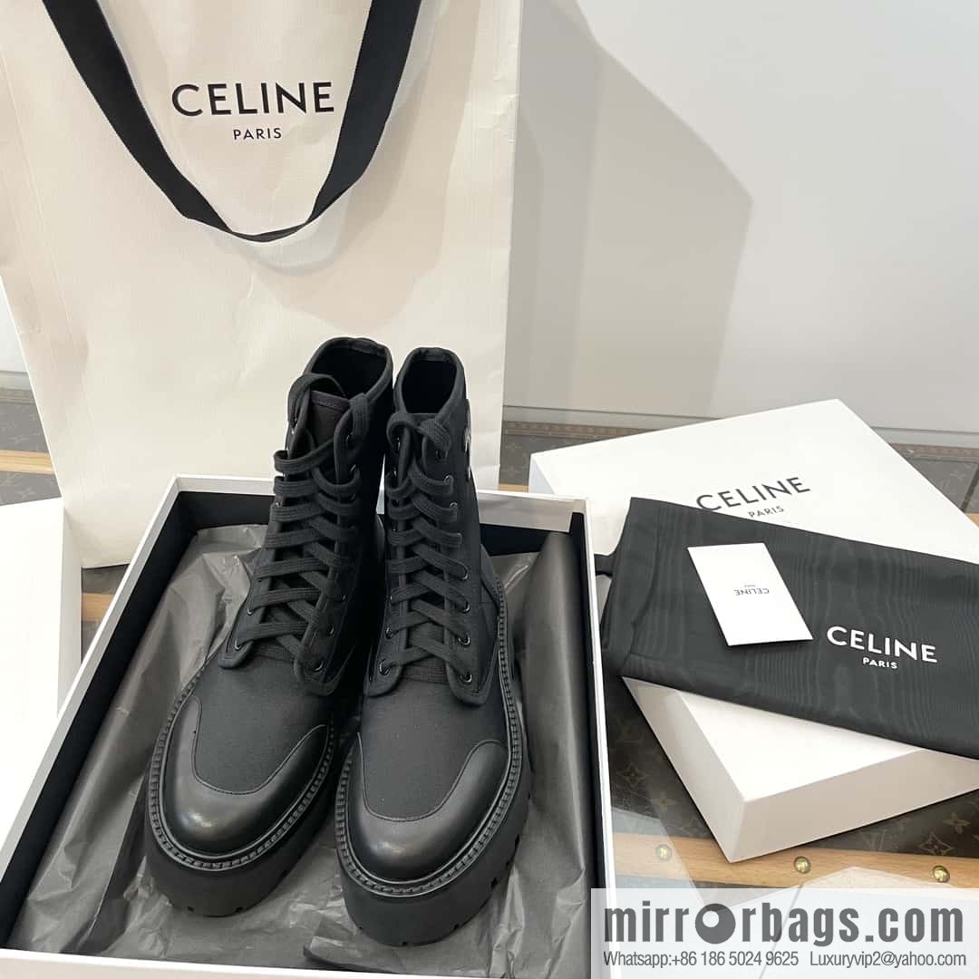 CELINE canvas platform-soled Martin booties