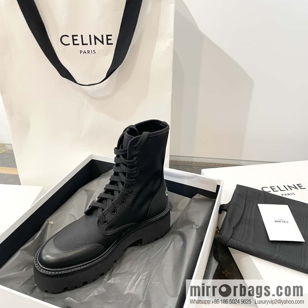 CELINE canvas platform-soled Martin booties