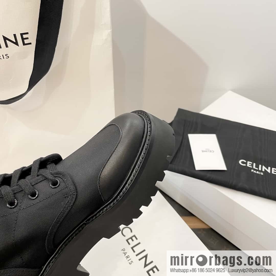CELINE canvas platform-soled Martin booties