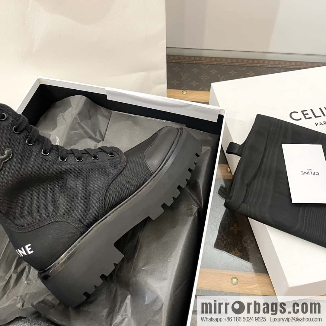 CELINE canvas platform-soled Martin booties