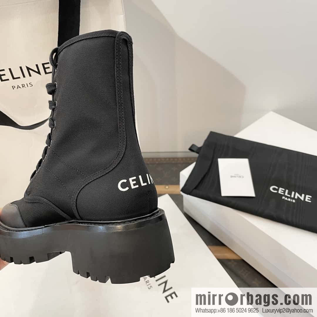 CELINE canvas platform-soled Martin booties