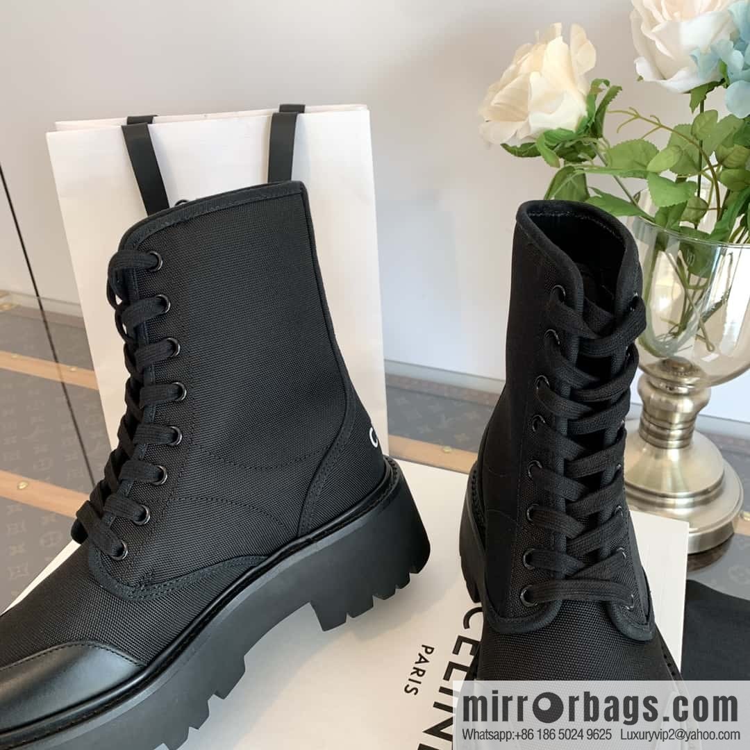 CELINE canvas platform-soled Martin booties