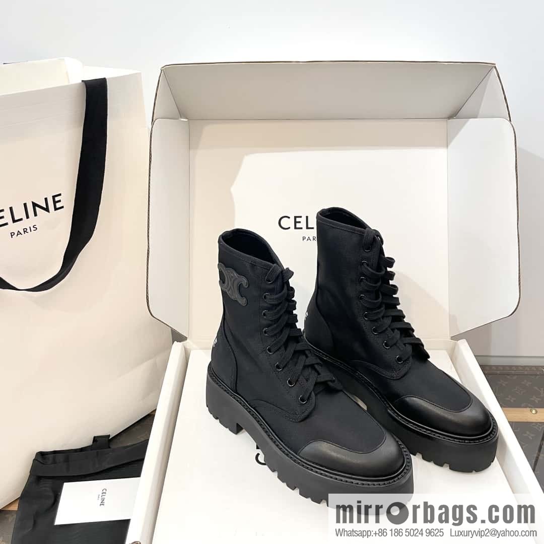 CELINE canvas platform-soled Martin booties