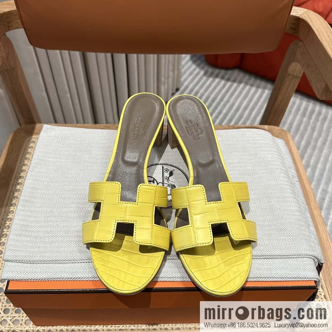 Hermès crocodile leather, slippers